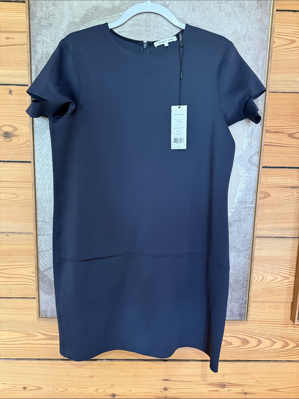 Helmut Lang Navy Short Sleeve Scuba Dress NWT